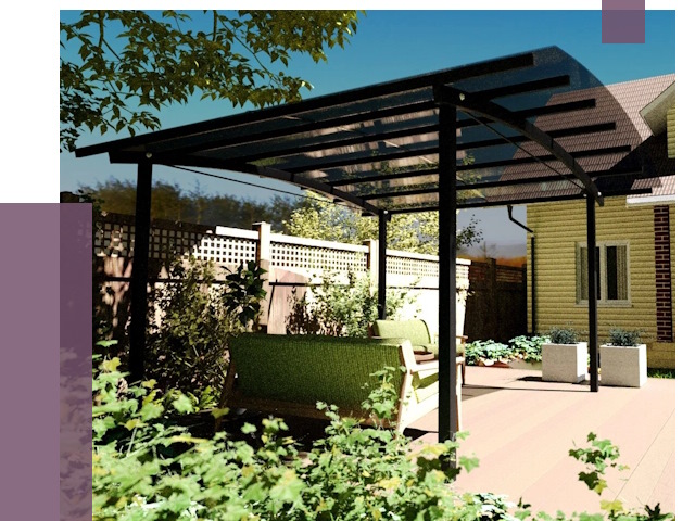 Навесы для террасы в Альметьевске от 13235 руб. под ключ | ПРОЛЁТ-Льм