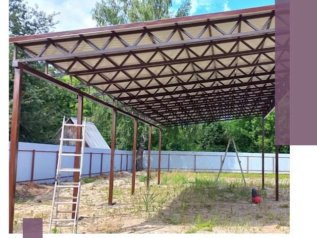 Односкатные навесы под ключ в Альметьевске — изготовление и монтаж