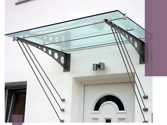 Козырьки над входом под ключ в Альметьевске — изготовление и монтаж